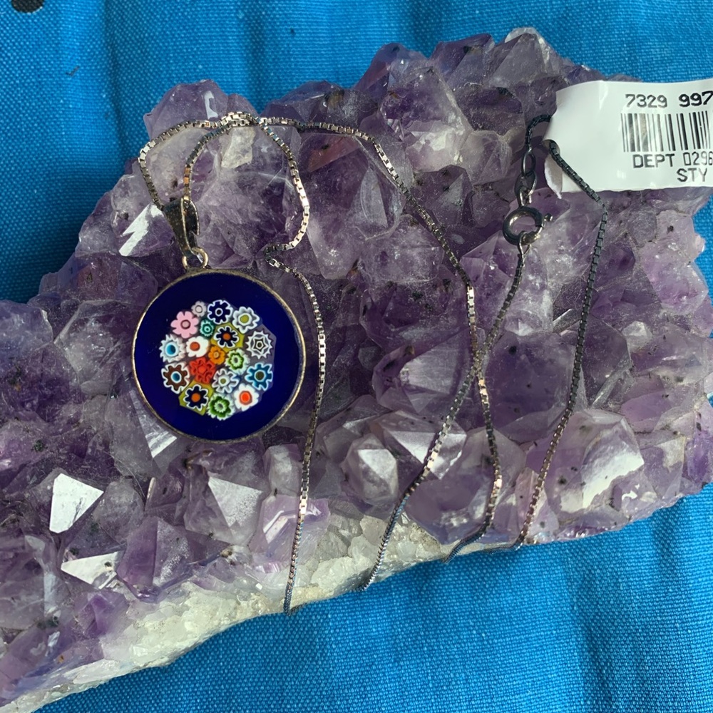 Italian sterling silver chain with glass pendant